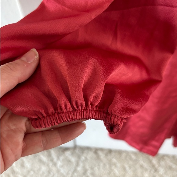 Torrid Size 2 dark rose satin texture long sleeve v-neck dress - Picture 5 of 11